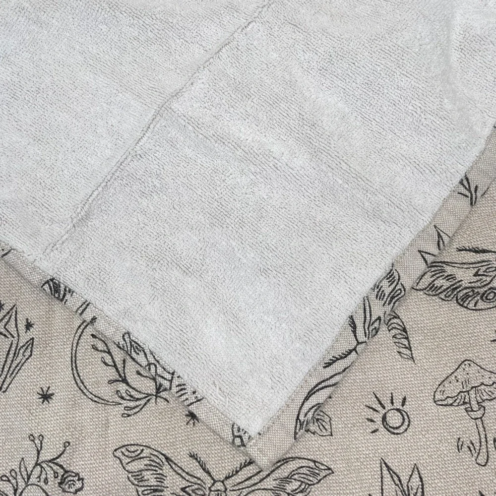 Rachel Zoe Hand Towel Kitchen Beige Moth Mushroom Celestial Botanical Whimsigoth
